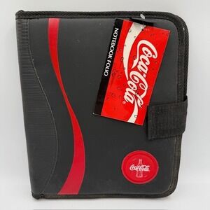 Vintage Coca-Cola Notebook Folio Stuart Hall Black‎ Red Zippered Organizer